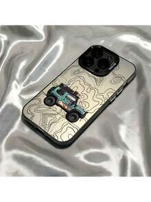 Custodia per auto fuoristrada con graffiti, compatibile con 16, 15, 14, 13, 12, 11 Pro Max, X, XR, XS Max, 8, 7 Plus, con retro opaco antiurto - Argento - Visualizzare 7