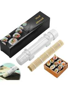 2 Pieces Plastic DIY Striped Sushi Mold, Convenient Sushi Rice Ball Making Tool Set, Clean PP Sushi Making Machine - Fast Sushi Cannon Roller, Suitable For Breakfast, Lunch And Dinner Making, Suitable For Office Workers, Student Lunch, Party Food Preparation