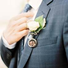 Custom Photo Brooch Pendant | Wedding Bouquet Keepsake Jewelry For Bride & Groom - Round - Frosted - View 2