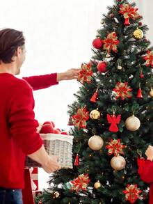 15pcs/Set Christmas Tree Flowers (5 Flowers + 5 Stems + 5 Clips) - No Power Needed, Easy To Hang, Durable Plastic Holiday Decor, Suitable For Christmas, Weddings, Parties Indoor/Outdoor Use, Elegant Floral Decoration, Home Decor, Reusable Decorations, Artificial Flowers, Christmas Decorations, Holiday Event Supplies, Special Occasion Gifts - Multicolor - View 5