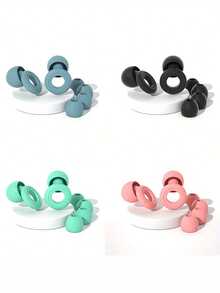 可重复使用的硅胶耳塞，适用于睡眠和游泳，超舒适隔音，包含2对替换耳塞套，适合睡眠、深度专注、旅行、噪音敏感人群，保护听力，度假旅行配件，夏季旅行必备。 - 彩色 - 查看 7