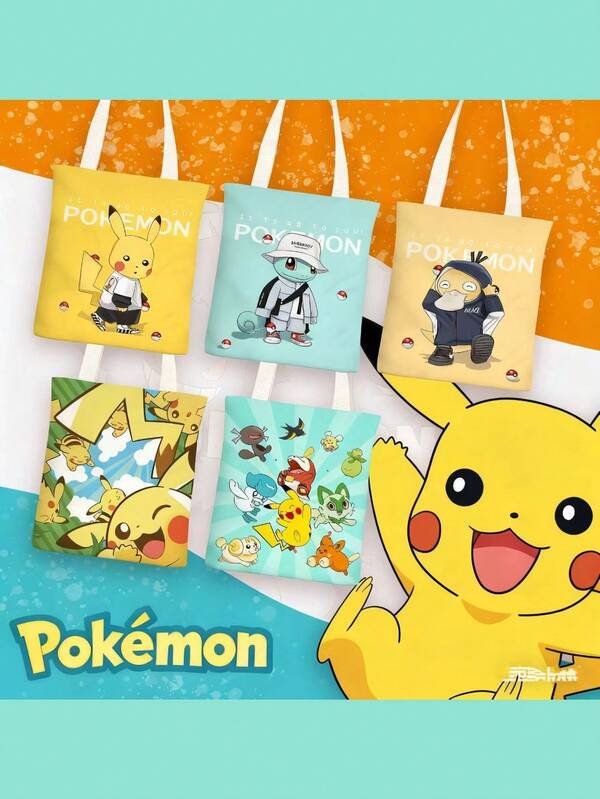 pokemon Pokémon Leinwand Tasche: Einfache Umhängetasche & Handtasche für die Schule