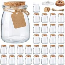 Brajttt Mini Yogurt Jars 30 Pack 7 Oz Glass Favor Jars With Cork Lids Pudding Containers With Lids Mason Jar Wedding Favors Honey Pot With Label Tags And String - 30pack - View 1