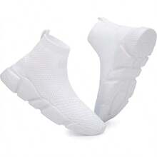 Women's Slip-On Tennis Walking Sneakers, Lightweight Breathable Comfort Gym And Work, Stylish Trainers, 2025 - 054白色 - 查看 8