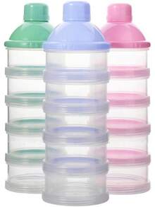 Dispensador Leche en Polvo Bebe Dispensador de Leche en Polvo Portátil 5 Capas Dispensador Leche en Polvo de Apilable de Dosificador Alta Capacidad Adecuado para Leche en Polvo Dulce Frutas (azul) - Azul - Ver 9