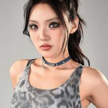 Butterfly Tassel Denim Series High-End Heart Choker Necklace Retro Blue Collar Chain - Denim Picture Color - View 3