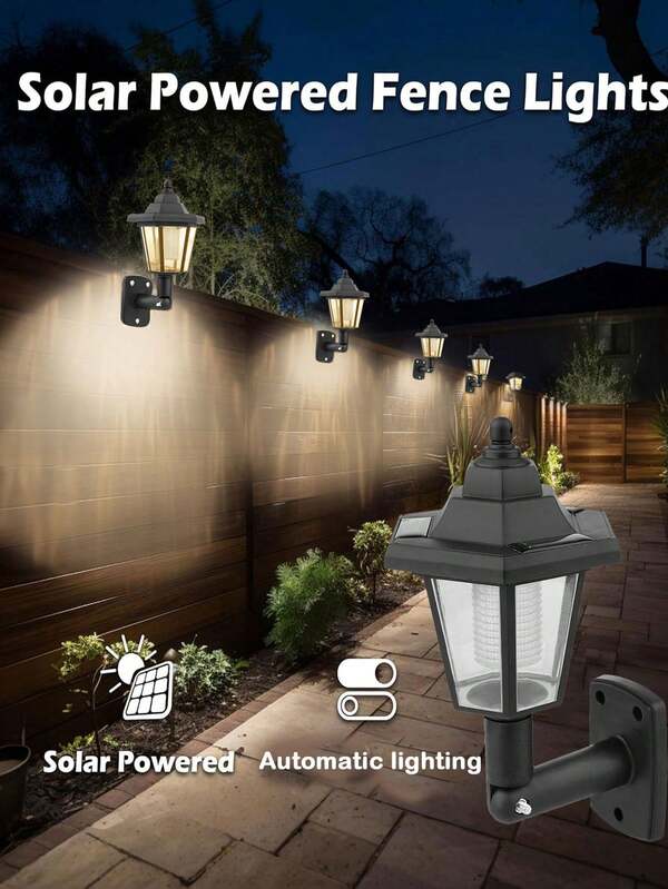 Lámpara de pared solar, luz de pared impermeable, accesorio de luz led hexagonal para pared, garaje, entrada principal, valla, jardín, bronce (luz blanca / luz cálida entrega aleatoria) decoración de otoño, decoración del hogar, decoración exterior, iluminación de jardín exterior para camino, jardín, patio