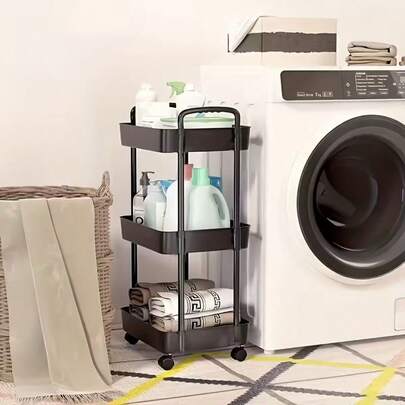 3-Tier Multipurpose Minimalist Movable Bookshelf - Easy To Assemble, Suitable For Office, Bathroom And Kitchen - Available In White And Black