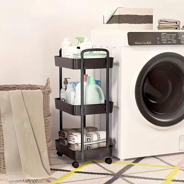 3-Tier Multipurpose Minimalist Movable Bookshelf - Easy To Assemble, Suitable For Office, Bathroom And Kitchen - Available In White And Black