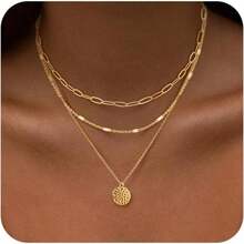 Gold Layered Women, 14K Gold Plated Dainty Necklace Set With Paperclip, Adjustable  Gold Jewelry Stackable - Vòng cổ nhiều lớp /1 - Xem 1