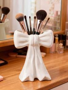 1pc Cute Bow-Shaped Pen Holder - Desktop Makeup Brush And Office Supply Organizer, Elegant Makeup Brush Storage, Suitable For Girls, Students And Women, Creative Decor Design For Holiday, Beach, Bathroom, Bedroom, Large Capacity - Multicolor - View 5