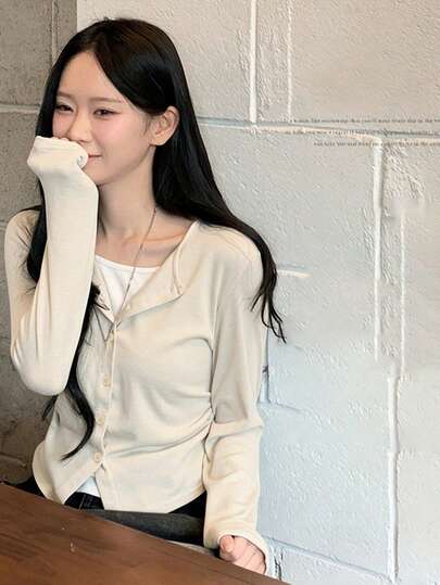 2025 봄/가을 캐주얼 다용도 여성용 버튼업 가디건 스웨터