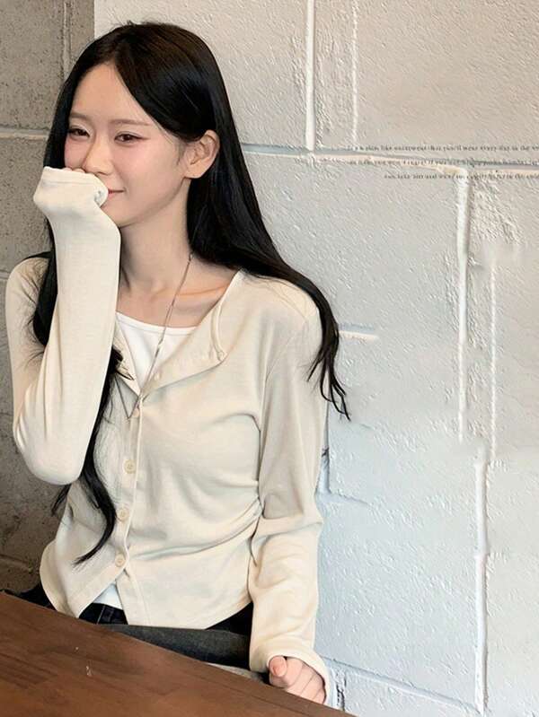 2025 春秋休闲百搭女士纽扣开衫