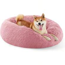Calming Dog Bed For Medium Dogs Donut Washable Medium Pet Bed 30 Inches AntiSlip Round Fluffy Plush Faux Fur Cat Bed Fits Up To 45 Lbs Pets Mauve Blush Ideal For Cozy Resting In Living Rooms Bedrooms And Travel Provides Comfort And Support For AnxietyProne Pets - 30長x30寬x8英寸 - 查看 1