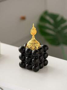 1 pieza Soporte de vela en forma de cubo geométrico de resina en color dorado/blanco/negro, decoración del hogar creativa, regalo del Día de San Valentín - Multicolor - Ver 9