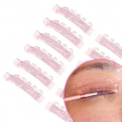 6种尺寸/12片装自粘式睫毛提升垫，睫毛夹垫，化妆工具，柔软提升滚轮，易于清洁且可重复使用（透明粉色）
