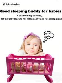 26厘米逼真娃娃，会小便、喝水、发出4种声音，配有奶瓶和安抚奶嘴，粉色小床，连衣裙图案随机发送，是送给女孩的过家家礼物。 - 紫色(衣服印刷隨機髮) - 查看 9