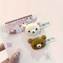 Adorable Cartoon Bear Hair Clips - 4 Duckbill Snap Clips, Transparent Candy Colors| Kawaii Women's Fashion Accessories| Cute Gift Ideas For Her, Friend ( Trending Style!)--Christmas Decrotions,Hair Ties,Hair Accerssories,Babyphat,Hair Accessories For Women,Christmas,Hair Clips,Headbands,Inspired Looks For Woman,Jewelry Women,Calendario De Adviento - 4 件(2 隻棕色 + 2 隻米色熊) - 查看 8