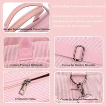 Bolsas de Pana Tote para Mujeres Bolsa de Mano Bolso Tote Bolsas Bandolera Gran Capacidad Bolsa Crossbody con Cremallera para Libros, Idónea para el Trabajo, Viajes, para la Universidad - Rosa - Ver 1