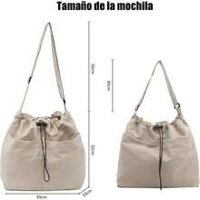 Bolsa de hombro con cordón Bolsa Crossbody de moda simple Bolsa de nylon versátil Bolsa de viaje de gran capacidad para mujer - caqui - Ver 1