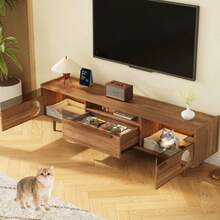 Television Stands & Entertainment Centers - Walnut + MDF + LED+Glass+180cm - View 3