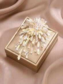 1 Stück elegante hochwertige modische handgefertigte weiße Brosche mit Faux-Kristallen, geeignet für Frauen zu jedem Anlass