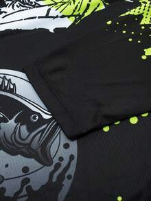 Men's Scale Full Body Pattern Long Sleeve T-Shirt, Anti-UV Sunscreen Sun Protection Fishing Shirt Breathable Quick Dry Hooded Fishing Jersey For Trekking Running Fishing Mountaineering