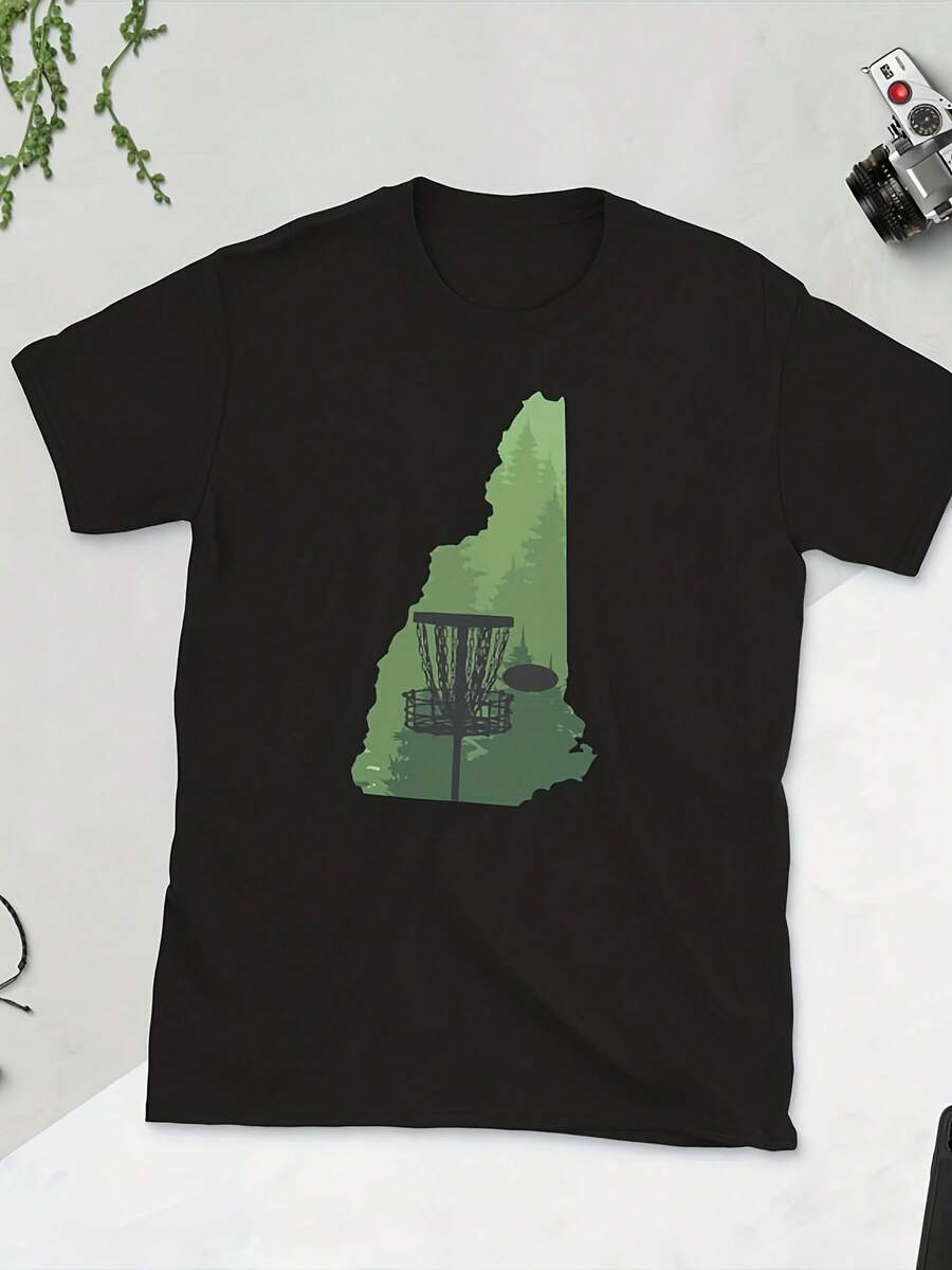 New Hampshire Disc Golf Shirt, Disc Golfer Shirt, State Map, Disc Golfing Gifts, Golf Shirt, Disc Golf Gifts, Frolf Shirt, Disk Golf,This Fun Printed Casual T-Shirt Is The Perfect Gift For Valentine's Day/Christmas - 款式27 - 查看 1