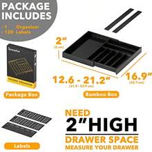 TFKI Bamboo Silverware Drawer Organizer With Labels Kitchen Utensil Expandable Tray Holder Organizer For Flatware Cutlery Spoon And Knives Drawer Storage Organization Black 10 Slots - Black - View 4