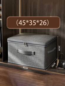 1pc Cationic Solid Color Foldable Washable Storage Box With Lid, Multi-Functional Wardrobe Clothes Quilt Dust-Proof Waterproof Organizer Box, Portable Closet Clothing Storage Container