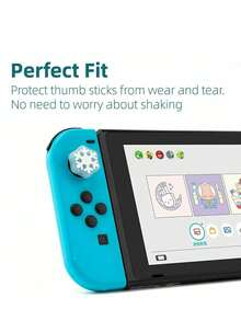 4pcs Snowflake Silicone Joystick Thumb Grip Caps, Analog Stick Protector Compatible With Switch/OLED/Switch Lite - Multicolor - View 5