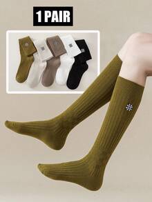 1 Pair Women's Over The Calf Socks, & Versatile, Suitable For Various Occasions, Cozy Socks - Multicolor - View 1