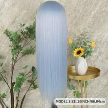 13x4 Free Part Mint Green Long Straight Lace Front Wigs Glueless Long Silky Straight Wigs Pre Plucked HD Lace 180% Density Light Green Wig Soft Free Part Wear And Go Lace Front Wigs For Fashion Women Party & Daily Wear 26 Inch - 淺藍色 - 查看 9