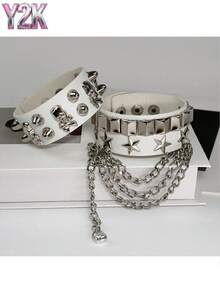 Pulseira de Couro PU Estilizada, Acessório de Pulseira de Dança de Rua com Caveira Única, Pulseira de Hip-Hop, Joia, Pulseira de Festa, Presente de Feriado.