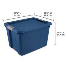 Large Storage Bin, 20 Gallon Plastic Storage Container With Latch Lid, Blue - 單身的 - 查看 2