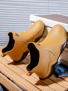 1 par de botas de chuva curtas, leves e duráveis, calçado aquático moderno para homens e mulheres, ideal para atividades ao ar livre (calçam meio número menor). - Castanho - Ver 6