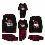Family Matching Pajama Set - Christmas Plaid Pants  Letter Print Long Sleeve Top, Holiday Sleepwear  Loungewear For Adults