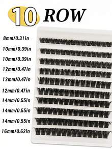 10排浓密睫毛簇，大容量睫毛盒160DD，卷翘簇状睫毛，适合嫁接，打造浓密睫毛效果，8-16毫米浓密睫毛簇，适合初学者，睫毛簇，单根睫毛，假睫毛 - D - 查看 6