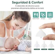 Limpiador  Eléctrico para Bebés,Saca Mocos para Bebe con 5 Niveles de Succión Ajustables,3 Cabezales de Silicona,Extractor de Mocos para Bebe con Música y Luz,Aspirador  para Bebe Carga USB - 1 - Ver 5
