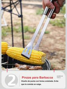 Juego de 5 accesorios de acero inoxidable para barbacoa y bolsa de almacenamiento, set para barbacoa de fiesta, adecuado para barbacoas al aire libre, camping y jardín, muy apropiado como regalo. - Plateado - Ver 5