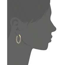 Women's Pierced Earrings Pave Tubular Hoop Gold 0 Glass - như hình ảnh - Xem 3