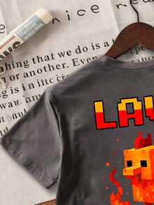 小男孩卡通印花短袖T恤 - 深灰色 - 查看 6