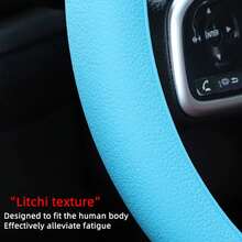 Funda de volante de silicona automotriz universal, a prueba de sudor, antideslizante, elástica, protectora para todas las estaciones, multicolor - verde claro - Ver 6