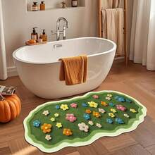 1 szt. wełniany dywan z mchem i kwiatowym wzorem, antypoślizgowy spód z tworzywa TPR, trwały i nadający się do prania w pralce, odpowiedni do użytku w pomieszczeniach o każdej porze roku, idealny do sypialni, salonu, łazienki, kuchni, pralni, jako prezent na Boże Narodzenie i Święto Dziękczynienia, miękki i wygodny dywan z kwiatowym nadrukiem, całoroczny, świąteczny, idealny do dekoracji domu! - Wielokolorowe - Zobacz 5