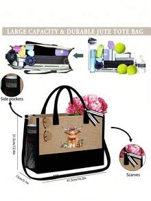 1/3pcs Orienthighland Cow Three Pieces Tote Bag, Happy Su'ge'lan Calf Pattern Dinner Bag, Fashionable Bag, Small Wallet, Highland Cow Pattern Leopard Bow, Large Capacity Handbag, Multi-Function Shoulder Bag, Handbag, Fashionable Travel Storage Bag, Toilet Bag, Perfect Holiday Gift, Birthday Gift, Christmas Gift, Autumn And Winter Gift,Valentine's Day Gifts - Multicolor - View 9