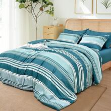 Pieces Comforter Set, Striped Bed In A Bag, Charcoal Stripe Bedding, 18 Deep Pocket All Season, Ultra Soft Bedding Sets With Comforter, Sheets, Pillowcases & Shams, Luxury Cozy Bedding Very Beautiful PKZD - 藍綠色 - 查看 2