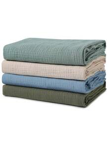 1/2 件装新生儿棉纱布襁褓毯，透气柔软，可作拍嗝巾，婴儿沐浴必备品 - 彩色 - 查看 3