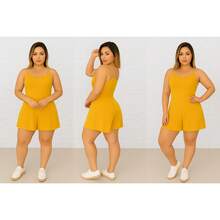 Loose Strappy Romper - 芥末黃 - 查看 1