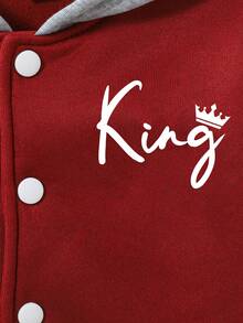 男童字母印花棒球夹克和裤子套装