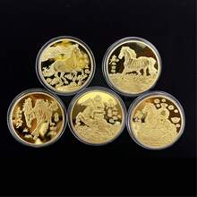 10pcs (5pcs Commemorative Coins + 5pcs Gift Bags) / 2pcs (1pc Commemorative Coins + 1pc Gift Bags) Optional Chinese Zodiac Horse Commemorative Coins, Lucky Horse Badges With Gift Bag, New Year, Birthday, Wedding, Baby Shower, Valentine's Day, Anniversary, Mother's Day, Father's Day, Back To School, Graduation Party, Holiday, Birthday Decoration, Random Color And Style - Multicolor - View 6